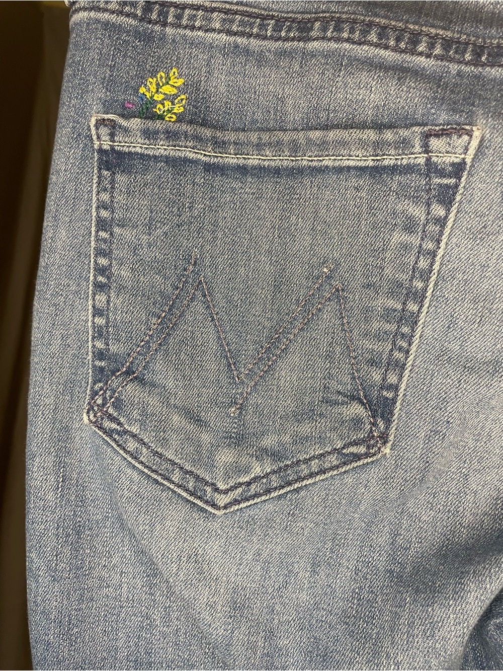 MOTHER Limited Edition Mid Rise Dazzler Ankle I Wet My Plants Embroidered Jeans - Picture 5 of 12